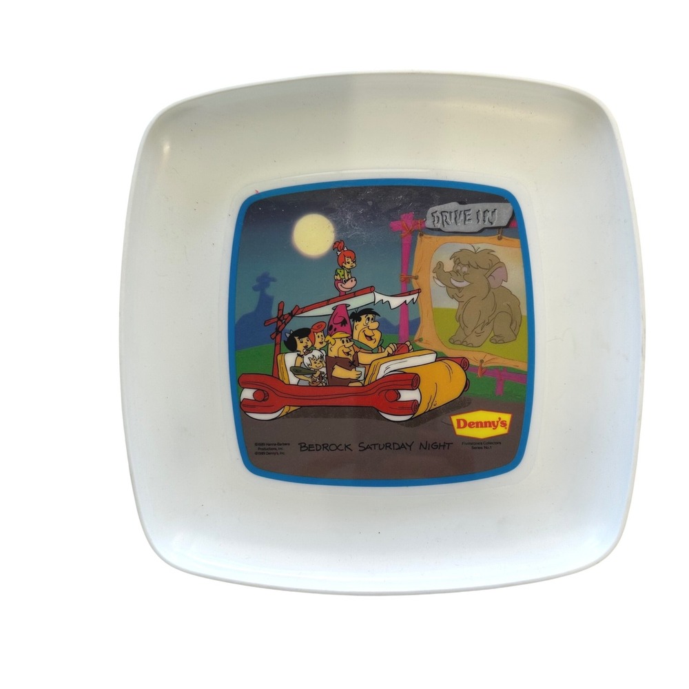 Vintage 1989 Dennys Flintstones Plate Bedrock Saturday Night Series 1 Hanna